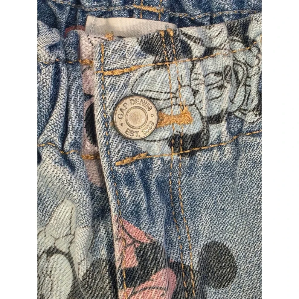 Gap Kids Disney Mickey Minnie Mouse Denim Shorts Paperbag Waist Light Wash 5Y